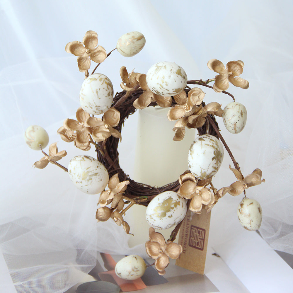 Hot Seller Gold Mini Ring Home Decoration Easter Egg Easter Candle Ring