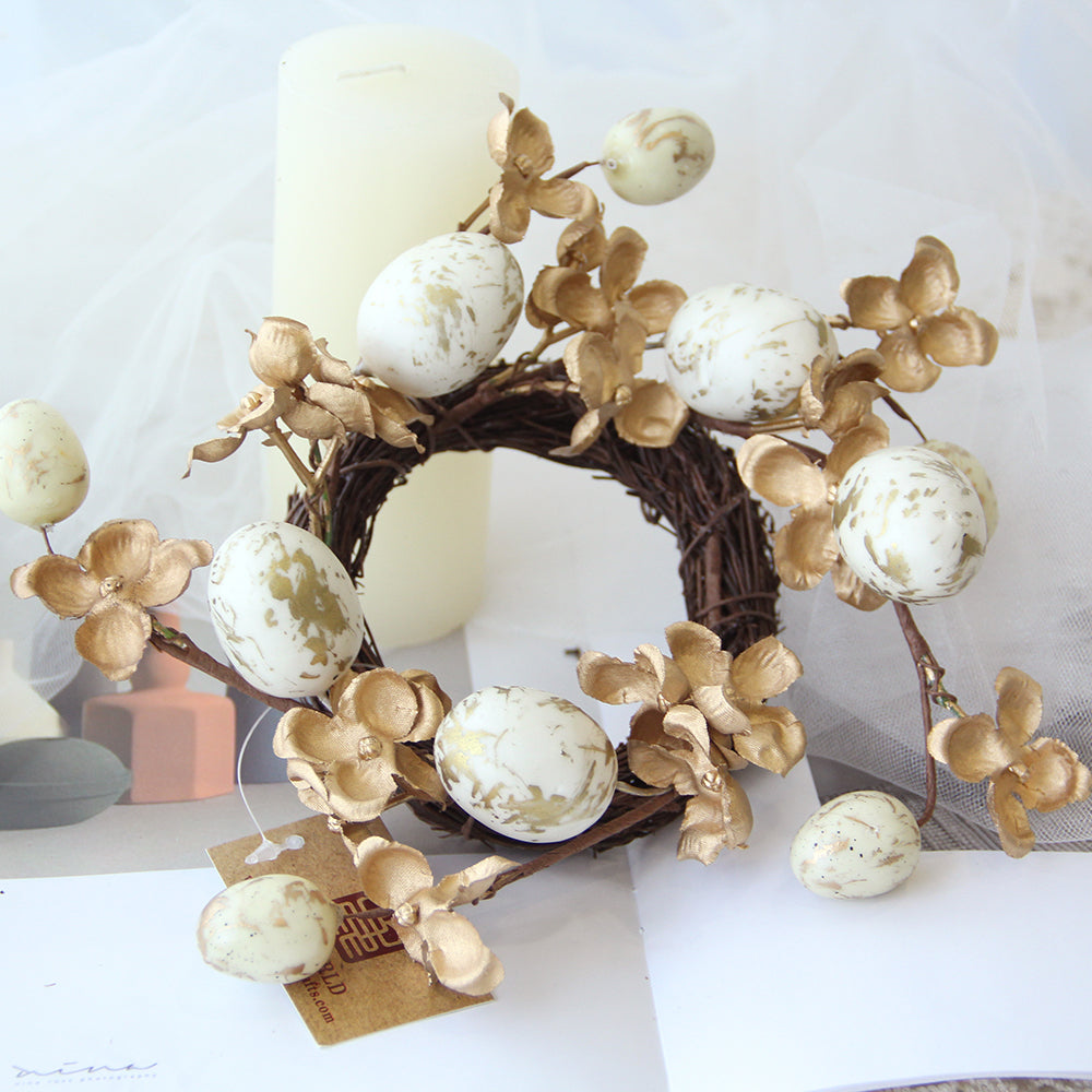 Hot Seller Gold Mini Ring Home Decoration Easter Egg Easter Candle Ring