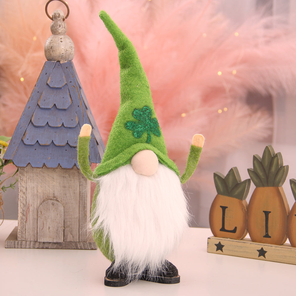 St.patrick's Day Gnome Plush Elf Decorations Green Hat Doll Faceless Irish Lucky Clover Hanging Ornament St.Patrick's Day Gnome