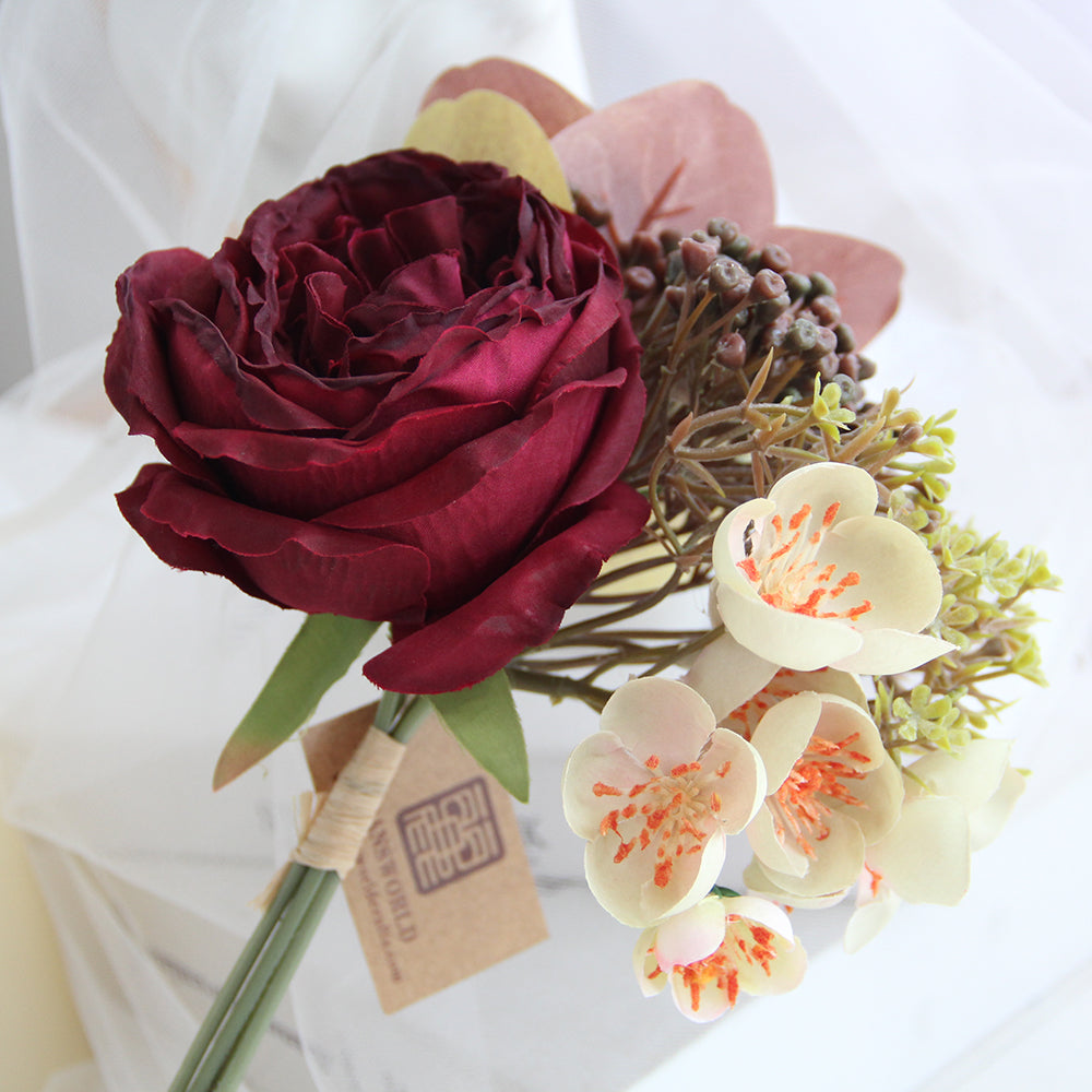 Silk Roses Artificial Flowers  Arrangement Suitable for Home Office Decoration, Dining Table Centerpiece