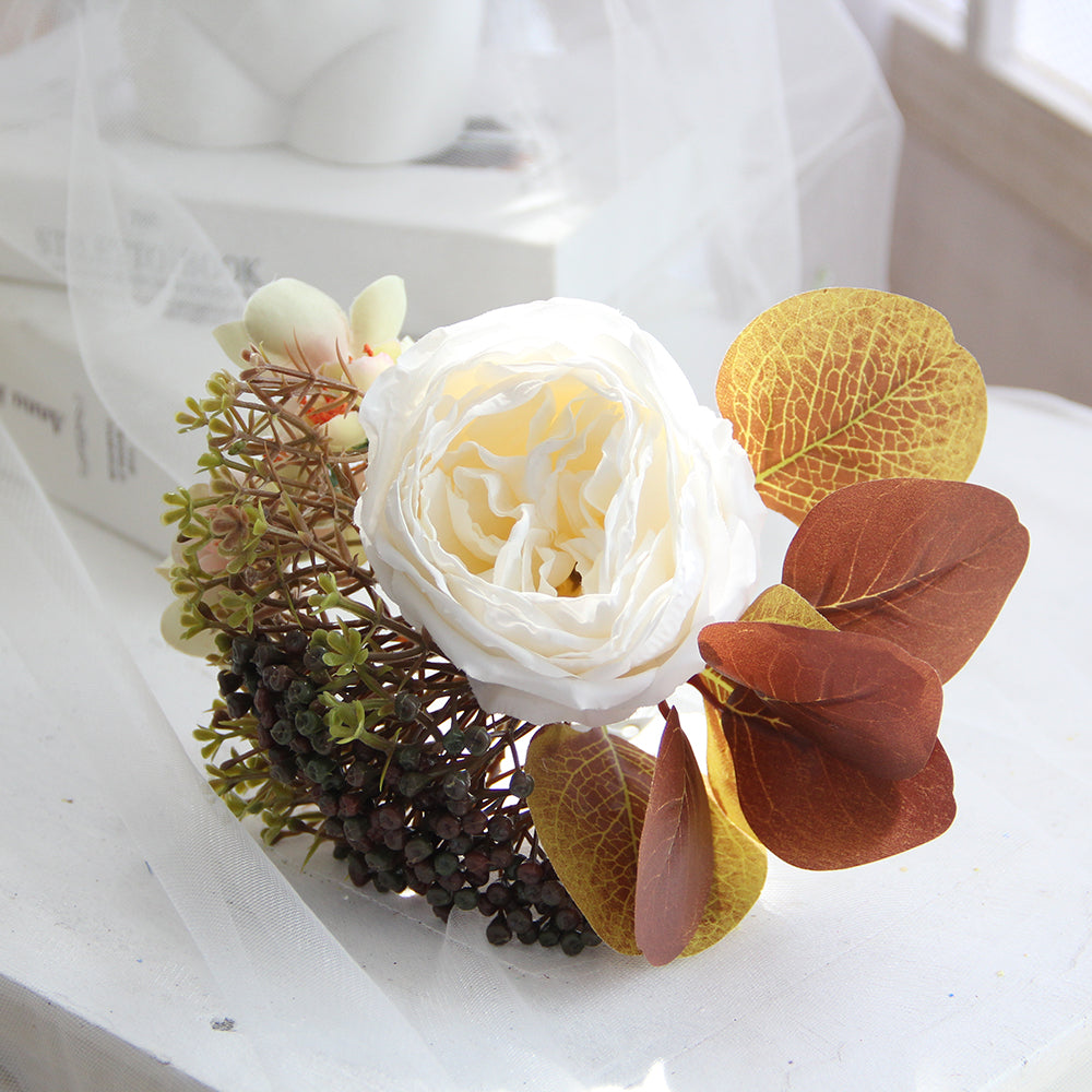 Silk Roses Artificial Flowers  Arrangement Suitable for Home Office Decoration, Dining Table Centerpiece