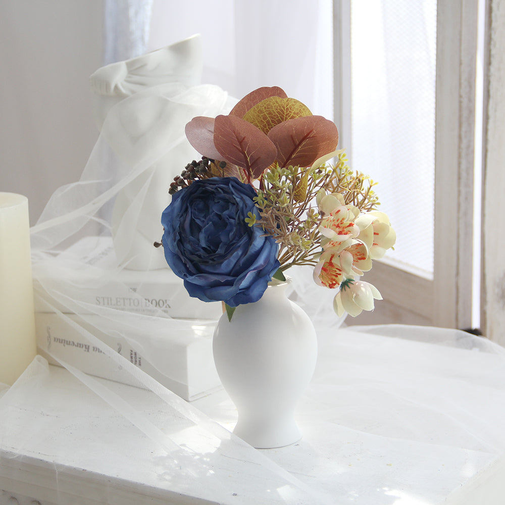 Silk Roses Artificial Flowers  Arrangement Suitable for Home Office Decoration, Dining Table Centerpiece