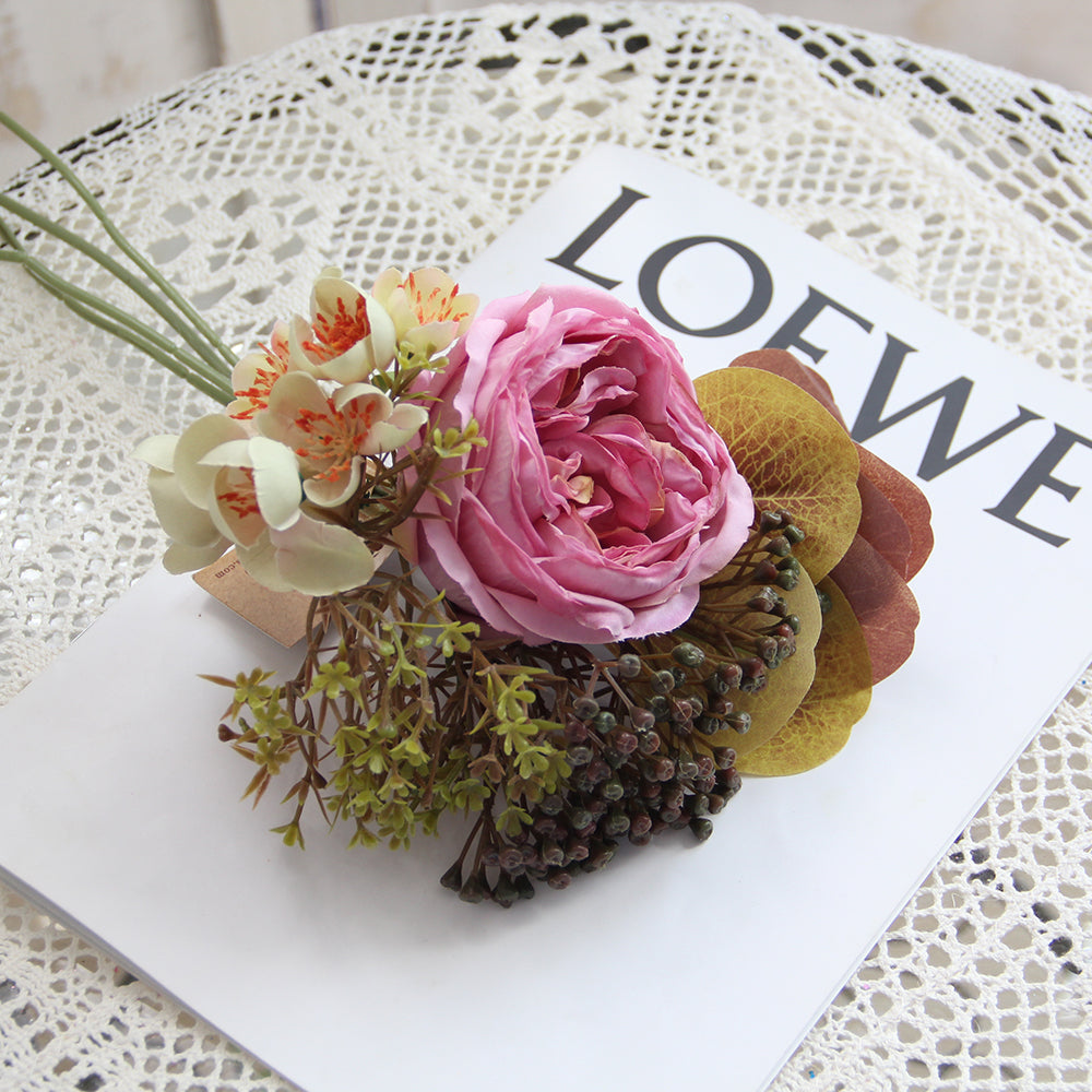 Silk Roses Artificial Flowers  Arrangement Suitable for Home Office Decoration, Dining Table Centerpiece