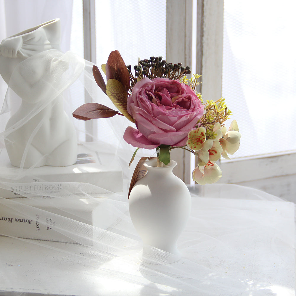 Silk Roses Artificial Flowers  Arrangement Suitable for Home Office Decoration, Dining Table Centerpiece
