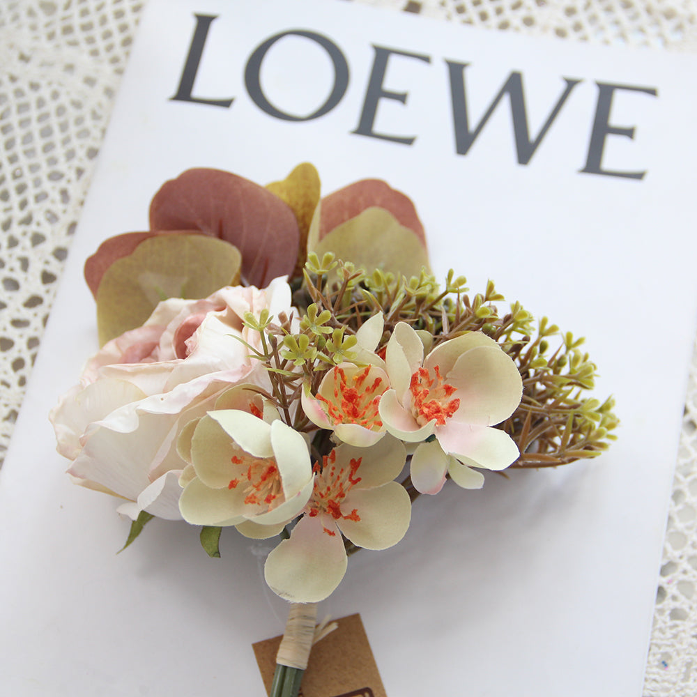 Silk Roses Artificial Flowers  Arrangement Suitable for Home Office Decoration, Dining Table Centerpiece