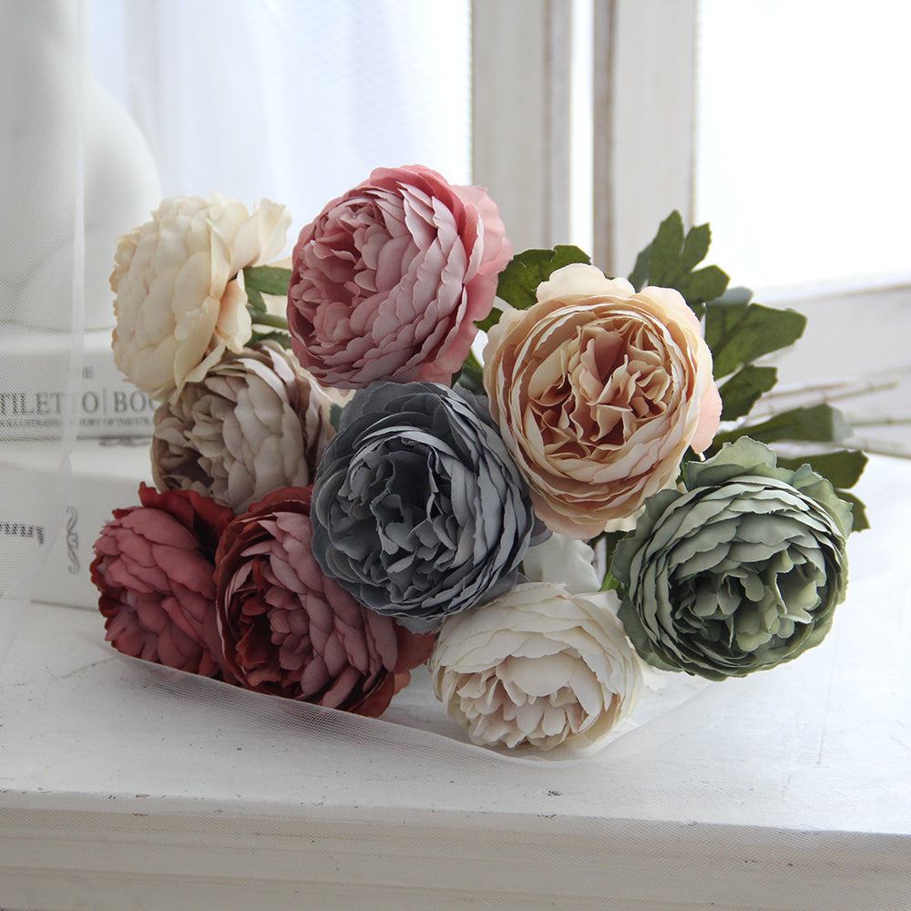 Artificial Flower for Decoration Silk Rose Bouquet Plastic Arrangements for Home Bridal Wedding Party Festival Decor