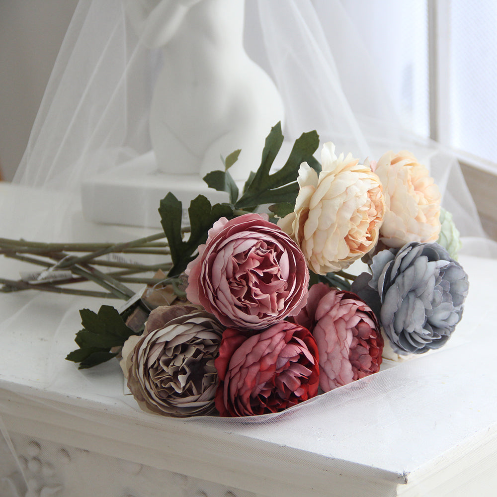 Artificial Flower for Decoration Silk Rose Bouquet Plastic Arrangements for Home Bridal Wedding Party Festival Decor