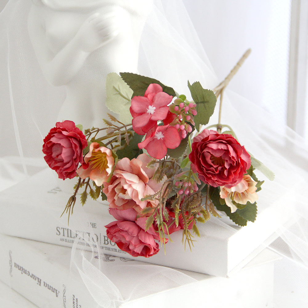 Hand-Made Multicolor Camellia Rose Hydrangea Flower Good-looking Artificial Flowers For Wedding Party Home Store Decor