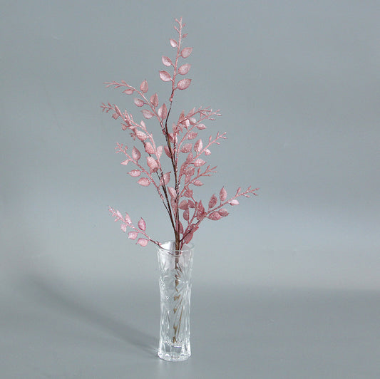 Christmas Glitter Leaves Picks Artificial Fern Leaves Branches Stem Long Painted Floral Leaves Pick Branches