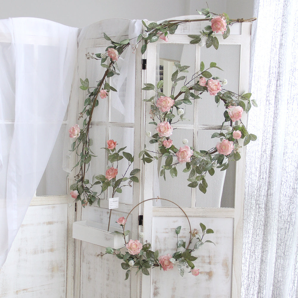 Floral Hoop Wreath Wedding Arch Flower Decoration Metal Hoop Wreath Dream Catcher and Macrame Wall Hanging Crafts