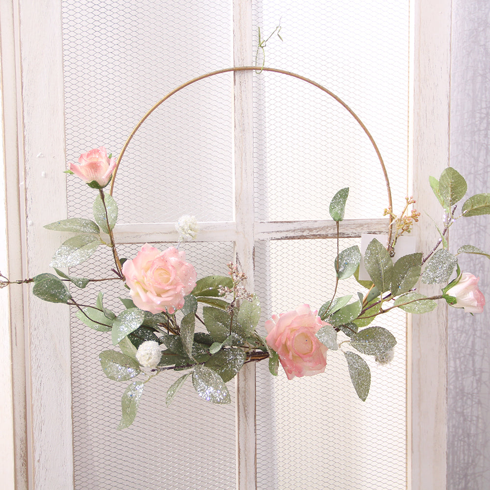 Floral Hoop Wreath Wedding Arch Flower Decoration Metal Hoop Wreath Dream Catcher and Macrame Wall Hanging Crafts