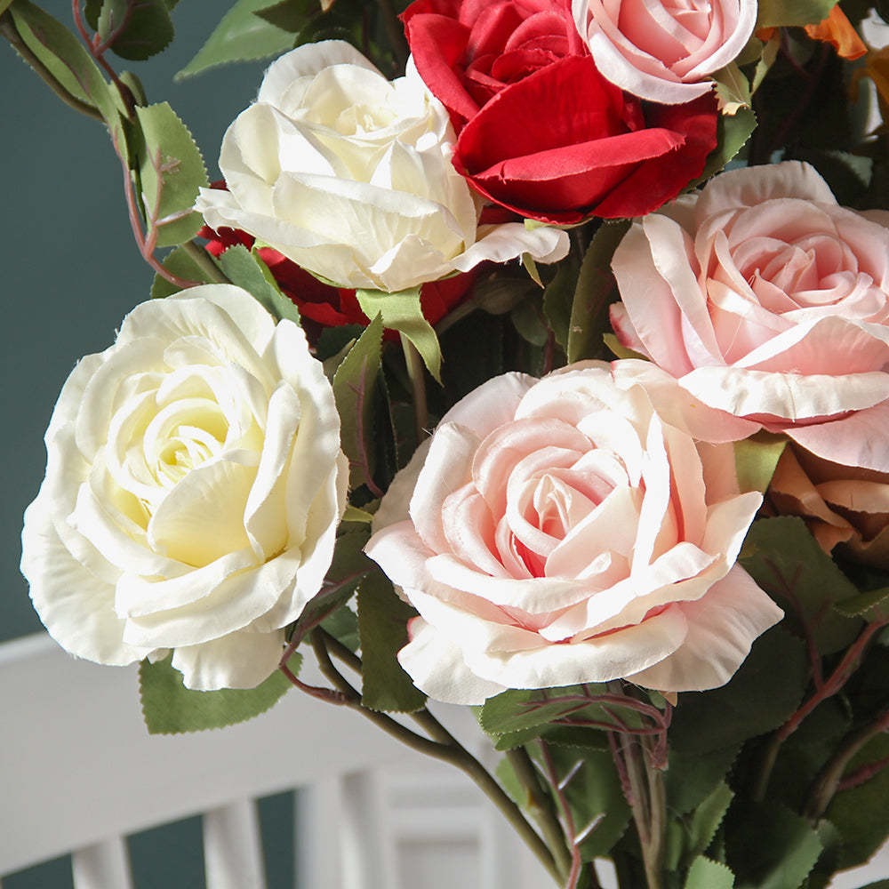 29.13INCH Artificial Rose Flowers Multicolour Preserved Roses Good-looking Silk Flowers For Restaurant Hotel Cafe Wedding Decor
