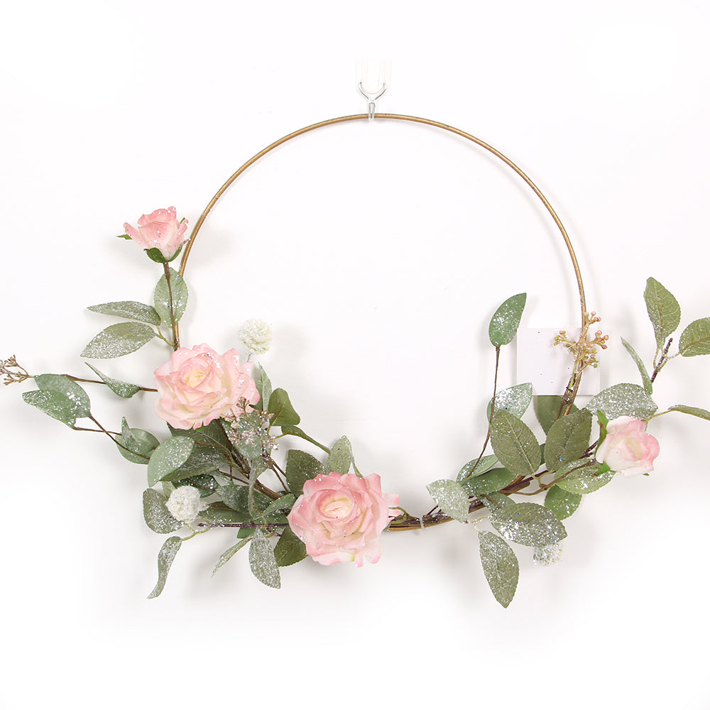Floral Hoop Wreath Wedding Arch Flower Decoration Metal Hoop Wreath Dream Catcher and Macrame Wall Hanging Crafts
