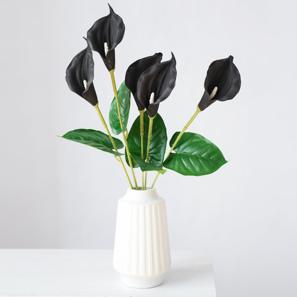 Modern Luxury 5head Calla Lily Artificial Flowers Silk Flowers Calla Lily Bouquet For Festival Wedding Home Decoration Flower Arrangement
