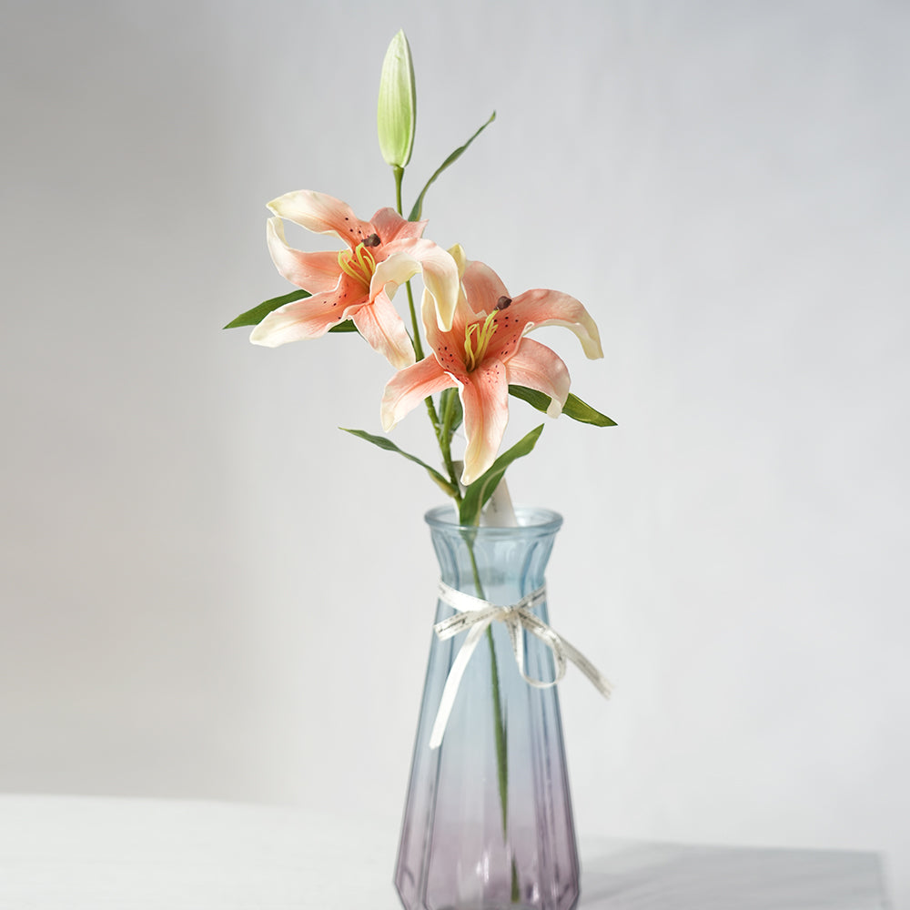 Beautiful Colorful Lily Artificial Flowers 3-head Lily Silk Flowers Floral Arrangement For Wedding Party Home Decorations