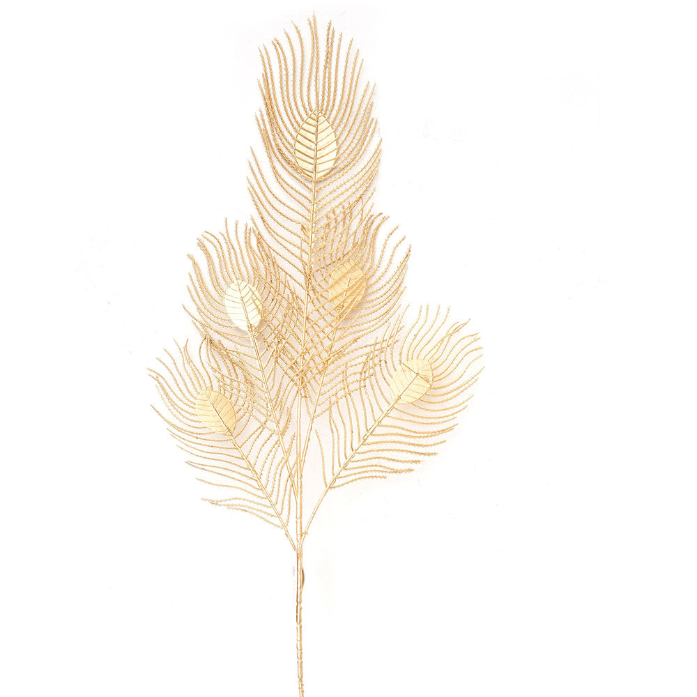 Hot Sale Wholesale Christmas Picks Golden Pick/Spray Glittered Leaf Gold Christmas Pick For Party & Holiday Supplies