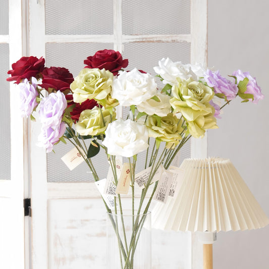 High Quality 3 Heads Artificial Rose Flowers Silk Flowers Centerpiece Flowers Bunch Bouquet for Wedding Home Outdoor Decoration