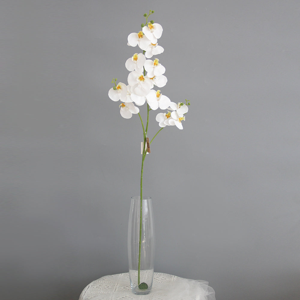 Real Feel 15 Flower Heads 3D Artificial Phalaenopsis Orchid White Butterfly Orchid Phalaenopsis Decor Flower for Home Wedding Floral Arrangement