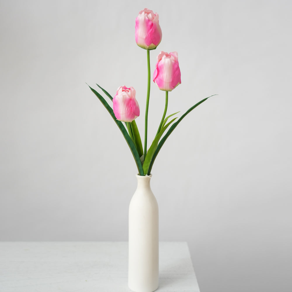 Wholesale 3-head Silk Real Touch Tulips Artificial Flower for Home Bendable Stem Tulip Flowers DIY Event Centerpiece