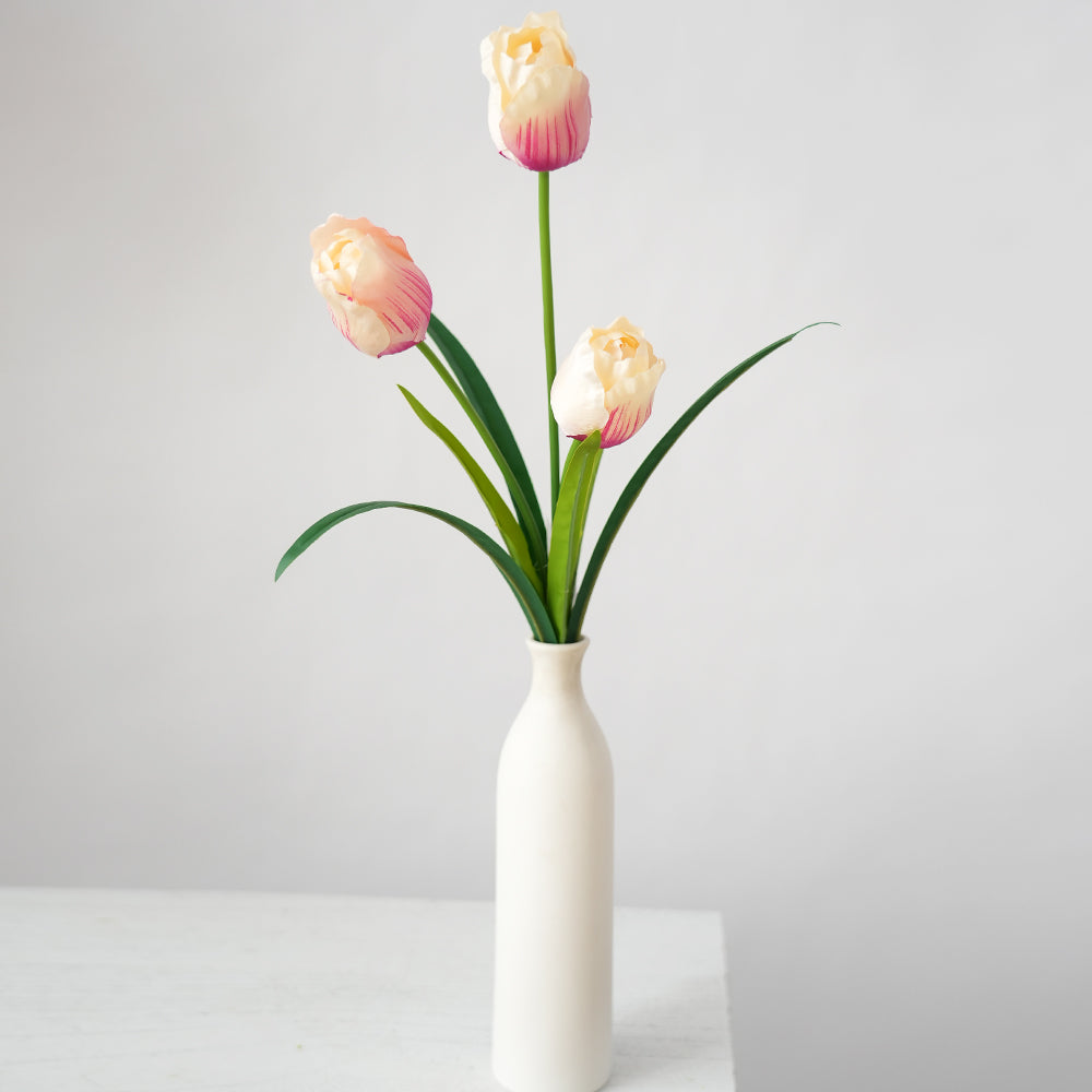 Wholesale 3-head Silk Real Touch Tulips Artificial Flower for Home Bendable Stem Tulip Flowers DIY Event Centerpiece