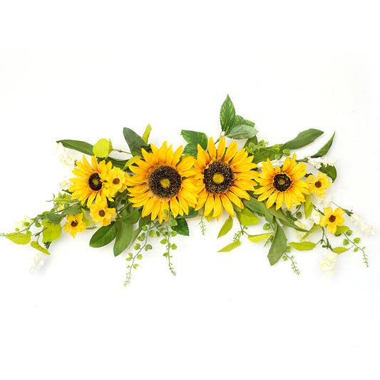 Spring Summer Teardrop Swag Ox Horn Garland Artificial White Flower Fruit Drop Door Hanger for Hanging Decoration