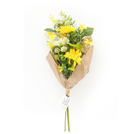 Transworld Artificial Grass Flowers Brown Paper Wrap Bouquet Floral Spray Decorative Flowers for Home Garden Hotel Decor