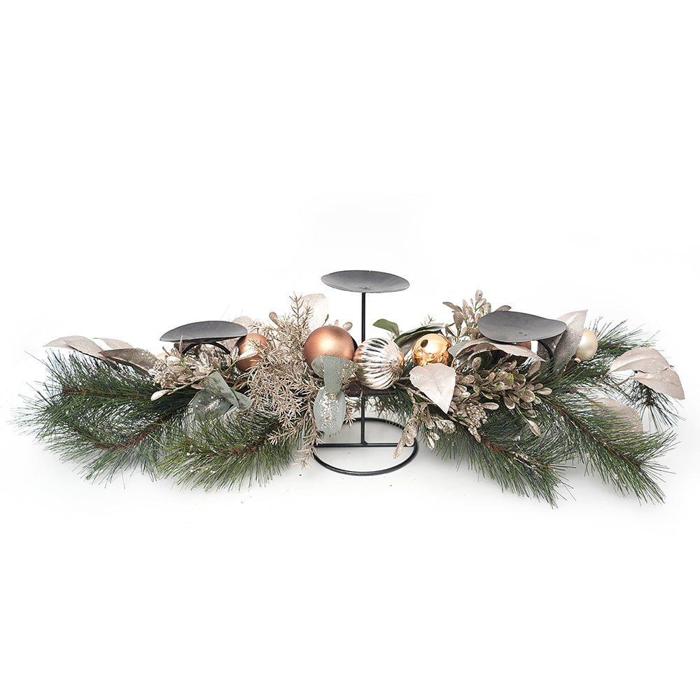 85cm Christmas Decoration Supplies Three-headed Candle Holder Plastic Christmas Ball Decor Iron Candle Holders