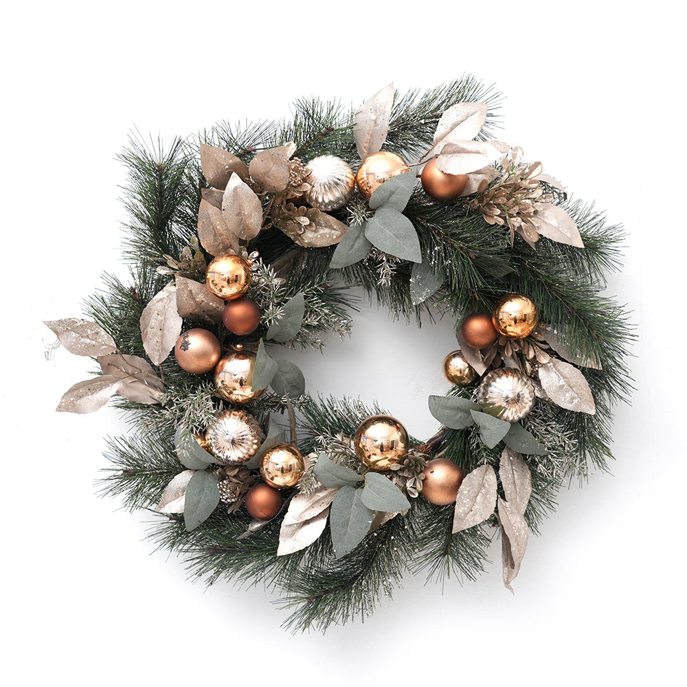 Hot Sale Faux Grass Artificial Christmas Wreath With Plastic Christmas Ball Decorative Flowers Wreaths For Christmas Decorations