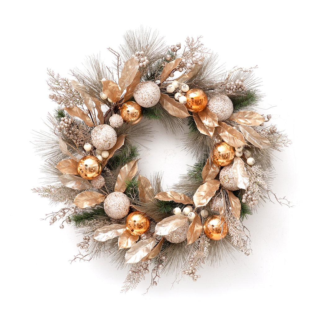 Hot Sale Artificial Grass Christmas Wreath With Plastic Christmas Ball Decorative Wreaths For Christmas Decorations