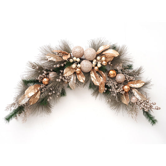 High Quality 1.1m Christmas Hanging Decorations Christmas Ox Horn Swag Decor With Plastic Christmas Ball for Wall Window Decor