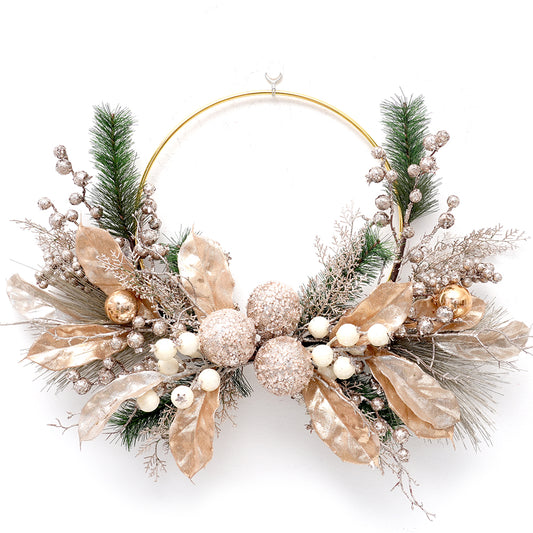 Golden Style Artificial Christmas Wreath With Plastic Christmas Ball Half Decorative Wreaths For Christmas Decorations