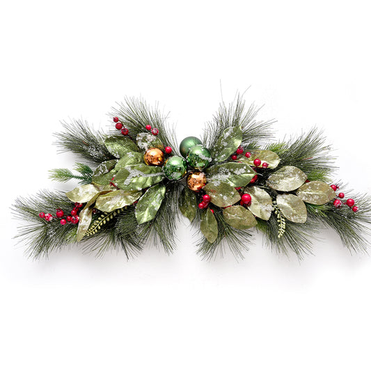 Popular Christmas Decoration Supplies Christmas Ox Horn Garland Decor Green Leaves Craft for Christmas Decorations