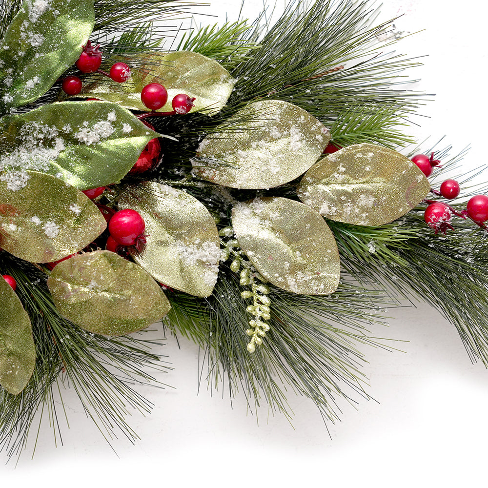 Popular Christmas Decoration Supplies Christmas Ox Horn Garland Decor Green Leaves Craft for Christmas Decorations