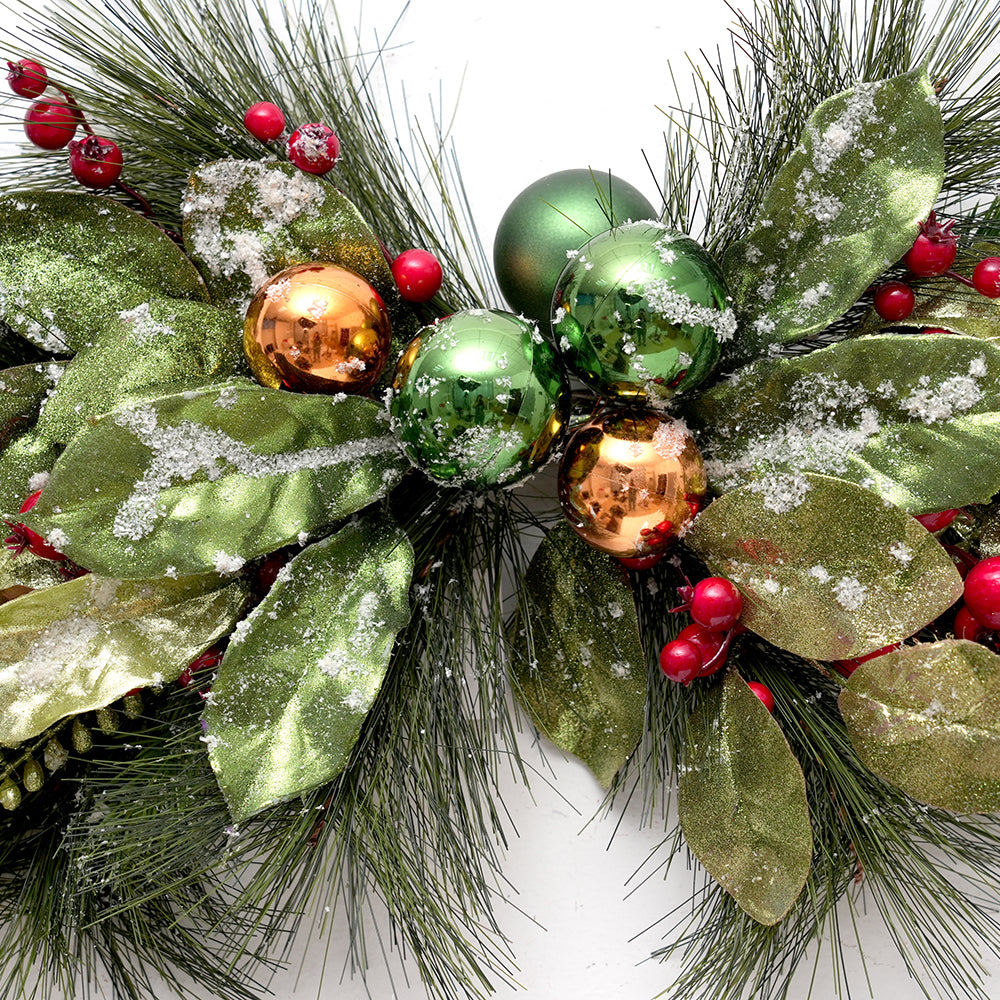 Popular Christmas Decoration Supplies Christmas Ox Horn Garland Decor Green Leaves Craft for Christmas Decorations