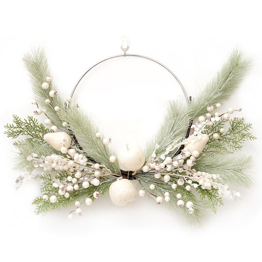 New Arrival Artificial Christmas Wreath 60cm Faux Half White Pear Decorative Wreaths For Home Christmas Decorations