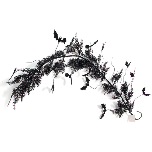 Wholesale Black Halloween Garland Bat Wreath Door Wreath with Glitter Bats Decorations Halloween Party