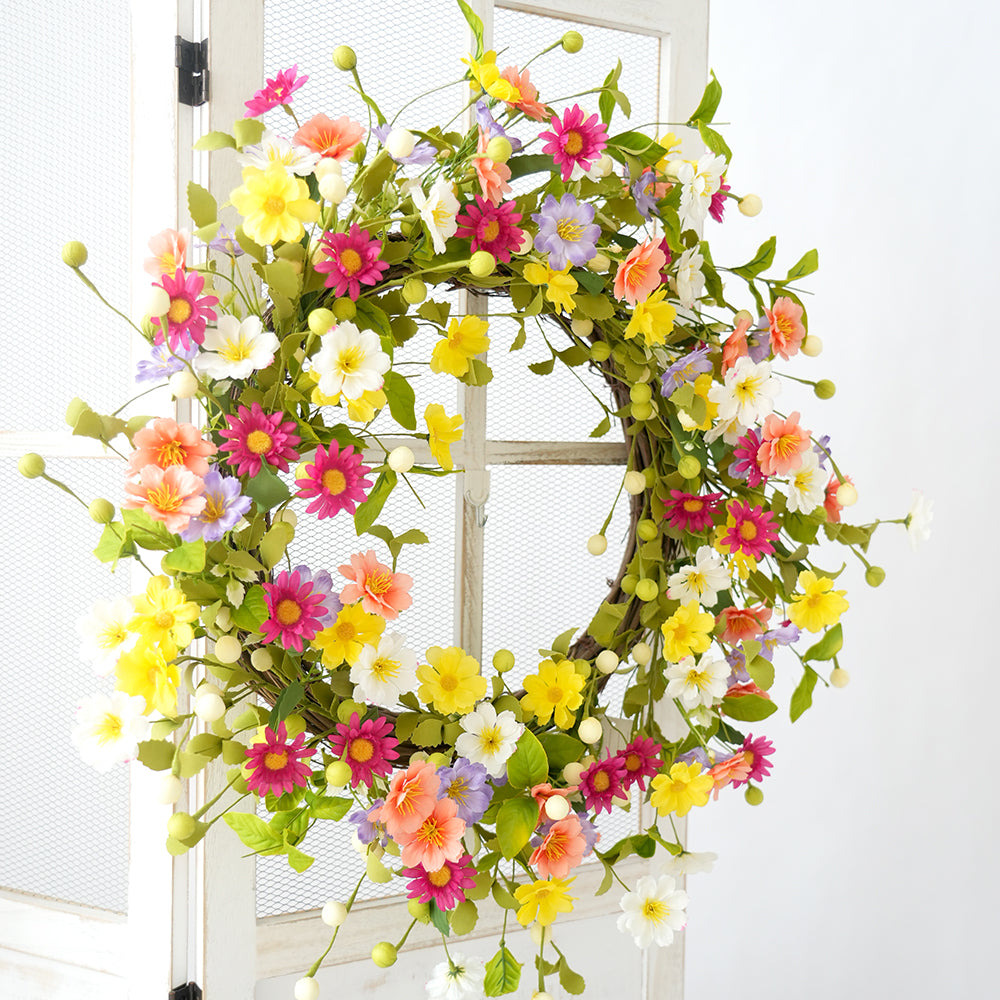 2025 Spring&Summer Wreath Artificial Flower Wreaths Fabric Decorative Flowers, Wreaths and Plants for Interior Decoration