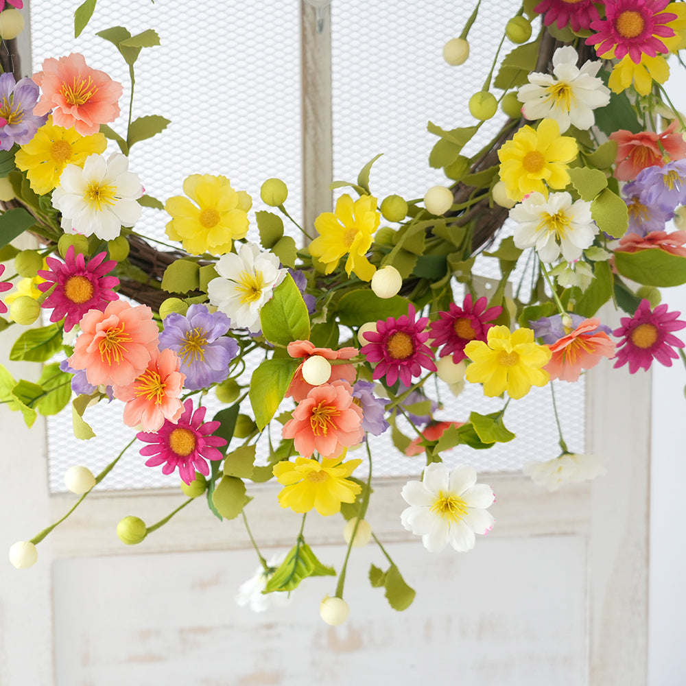2025 Spring&Summer Wreath Artificial Flower Wreaths Fabric Decorative Flowers, Wreaths and Plants for Interior Decoration