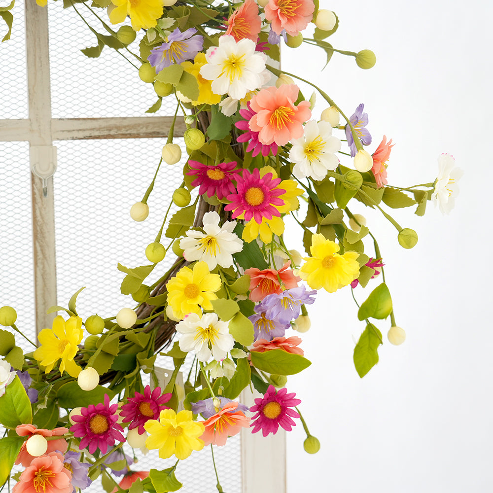 2025 Spring&Summer Wreath Artificial Flower Wreaths Fabric Decorative Flowers, Wreaths and Plants for Interior Decoration