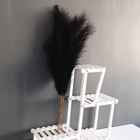 2024 Hot 43INCH Pure Black Artificial Pampas Grass Fluffy Large Pampas Grass Decor For Wedding Party Home Store Decor