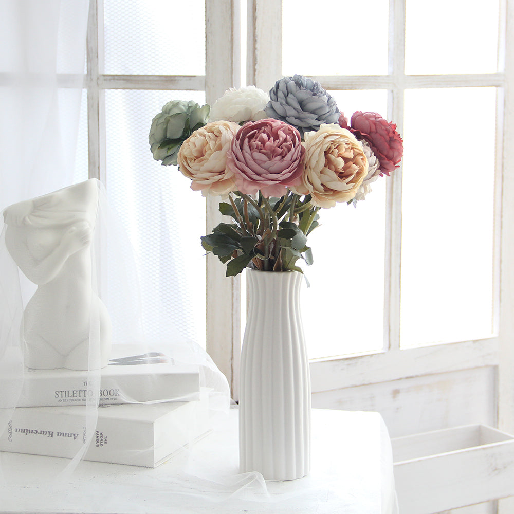 Artificial Flower for Decoration Silk Rose Bouquet Plastic Arrangements for Home Bridal Wedding Party Festival Decor