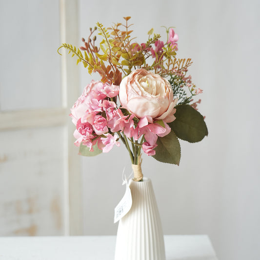 Hot Sale Scorched Edge Artificial Peony Silk Flowers Decorative Flowers for Wedding Home Decoration