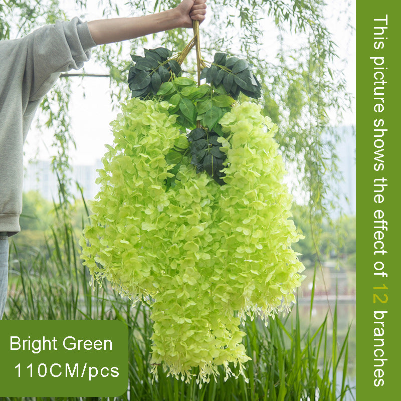 Transworld Hot Sale Artificial Wisteria Encipher Wisteria Hanging Flowers Whosale Hanging From Ceiling Flower For Wedding Mall Decoration