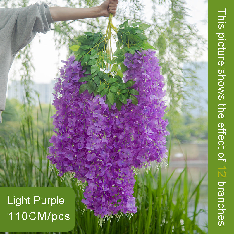 Transworld Hot Sale Artificial Wisteria Encipher Wisteria Hanging Flowers Whosale Hanging From Ceiling Flower For Wedding Mall Decoration