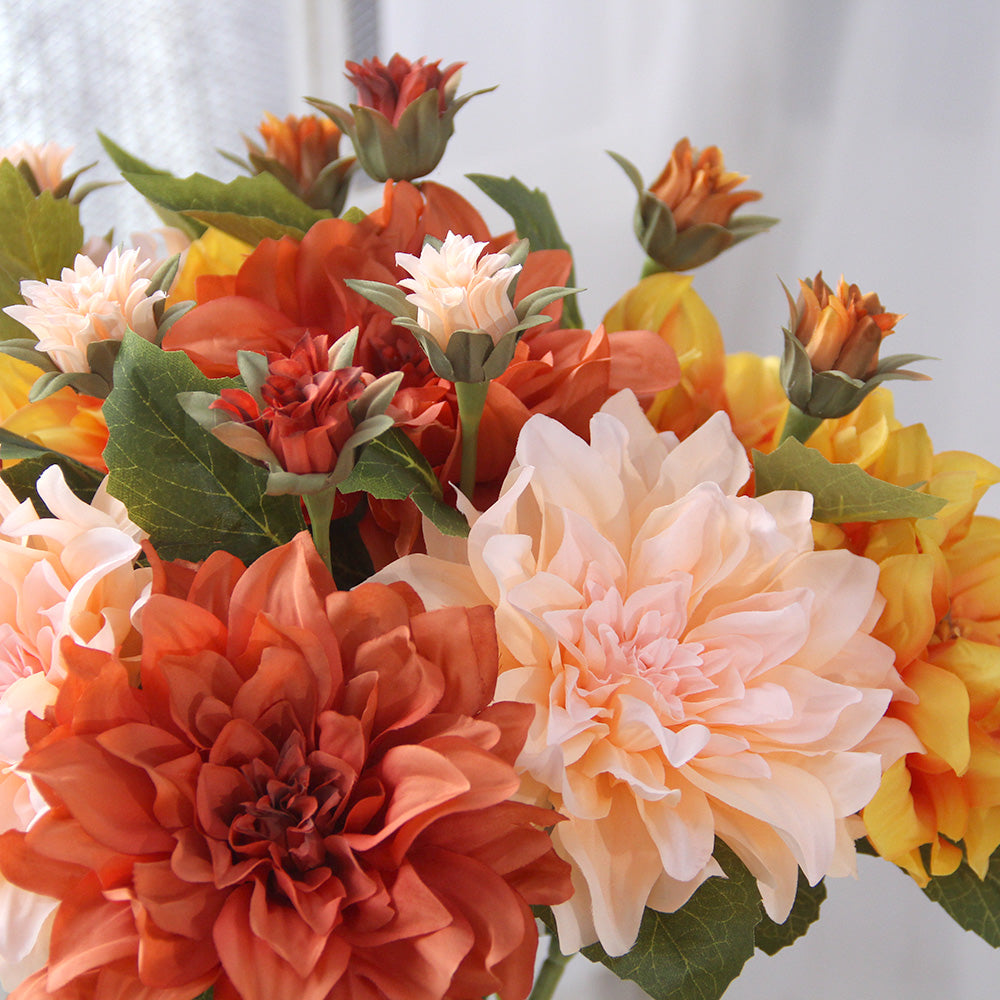 Classic Large Bush Silk Chrysanthemums Artificial Bouquet Silk Flower For Home Decoration