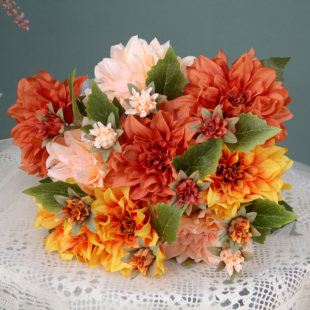 Classic Large Bush Silk Chrysanthemums Artificial Bouquet Silk Flower For Home Decoration