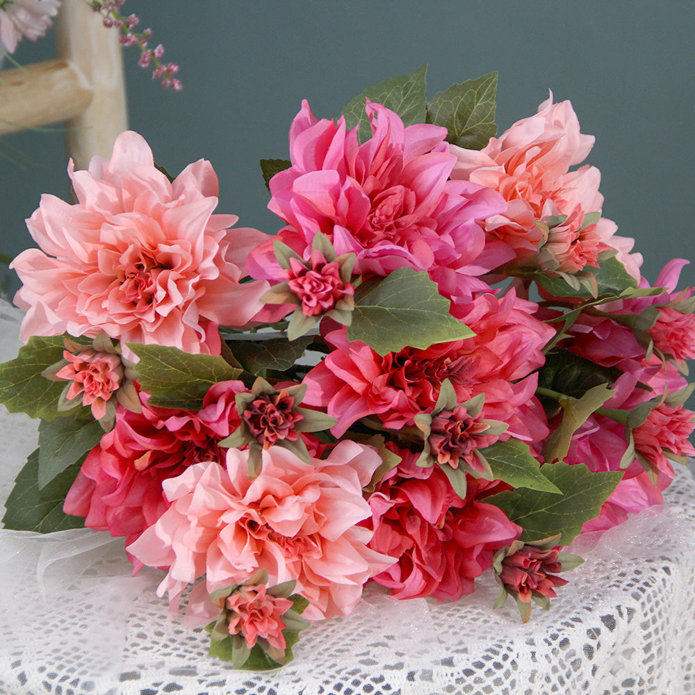 Classic Large Bush Silk Chrysanthemums Artificial Bouquet Silk Flower For Home Decoration