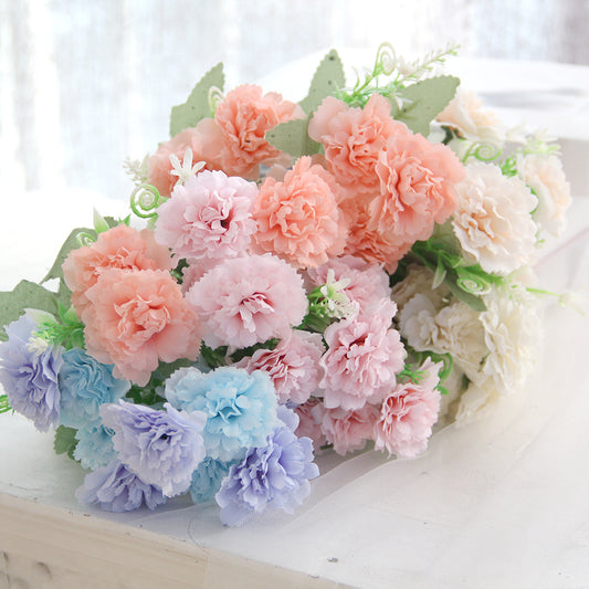 Hot Sale 32CM 10Heads Silk Carnation Artificial Flower Bouquet For Home Wedding Decoration