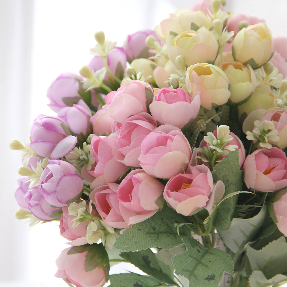 30CM Small Diamond Rose Bouquets Wedding Peony Artificial Flowers Home Decoration
