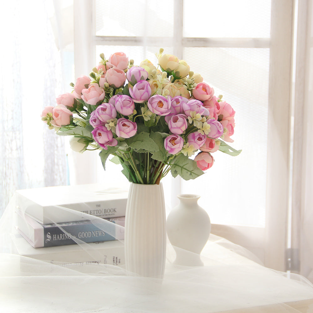 30CM Small Diamond Rose Bouquets Wedding Peony Artificial Flowers Home Decoration